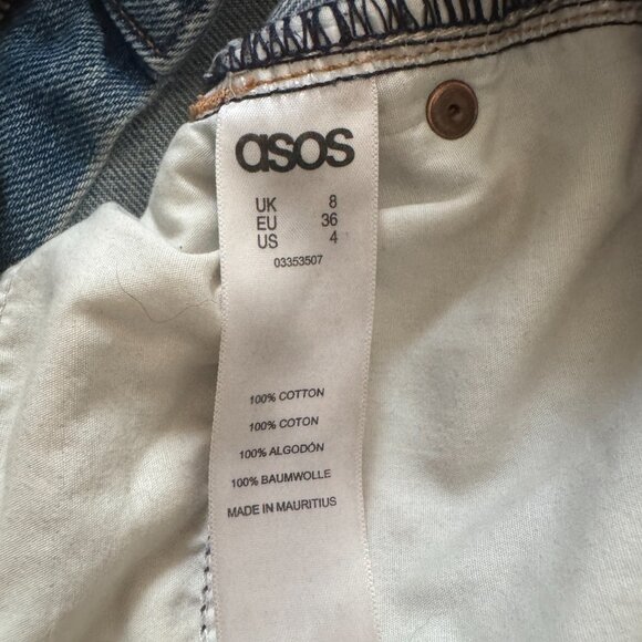 🌀 ASOS High-Waisted Mom Denim Shorts, Cuffed Light Wash | US 4 - Picture 4 of 4